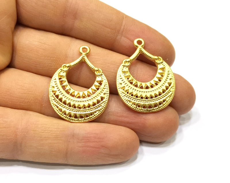2 Gold Charms Gold Plated Charms  (31x24mm)  G16918
