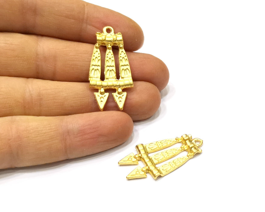 2 Gold Charms Gold Plated Charms  (36x18mm)  G16919