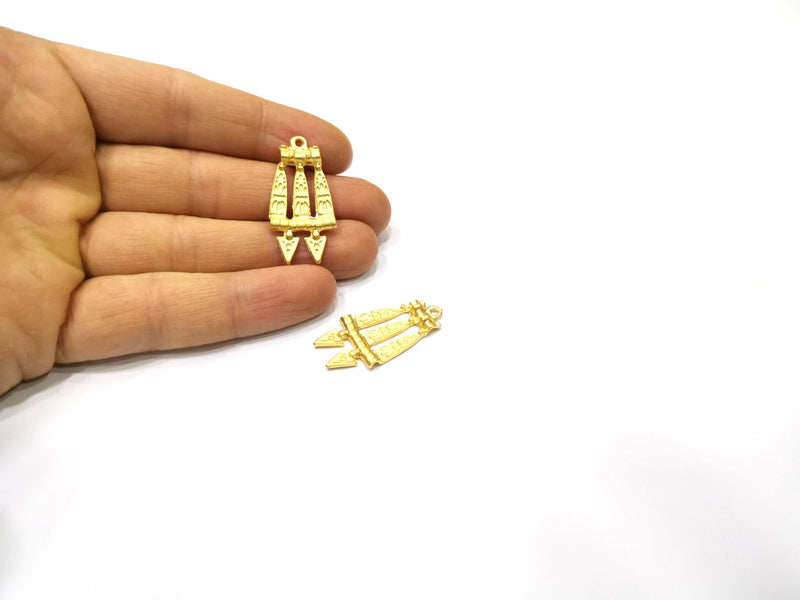 2 Gold Charms Gold Plated Charms  (36x18mm)  G16919