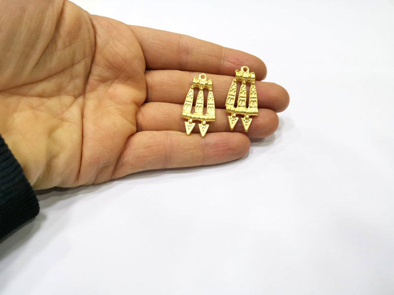 2 Gold Charms Gold Plated Charms  (36x18mm)  G16919