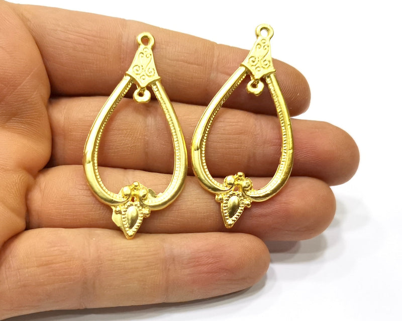 2 Gold Charms Gold Plated Charms  (54x26mm)  G16921