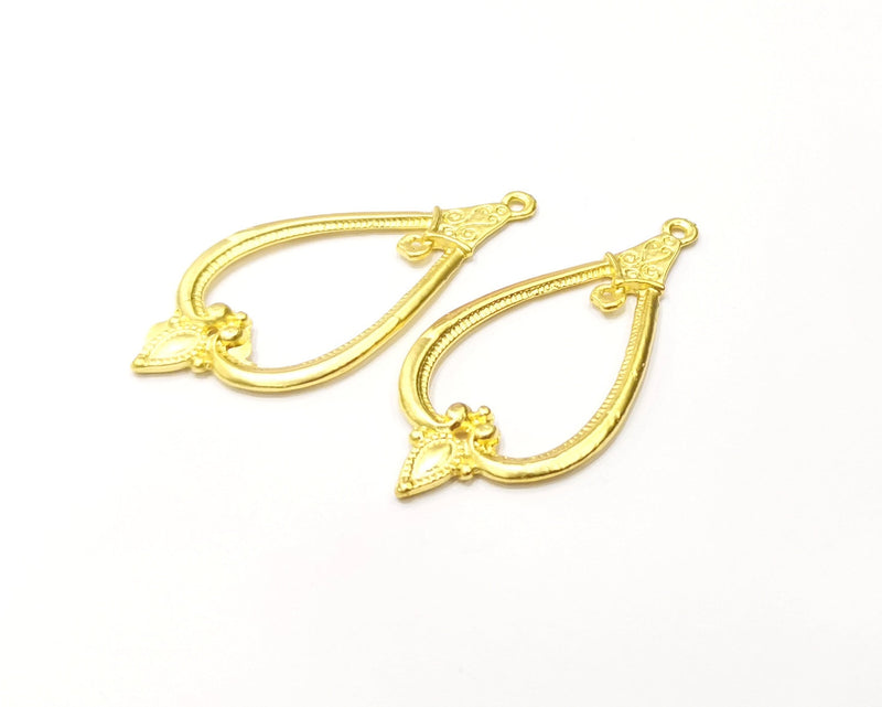 2 Gold Charms Gold Plated Charms  (54x26mm)  G16921