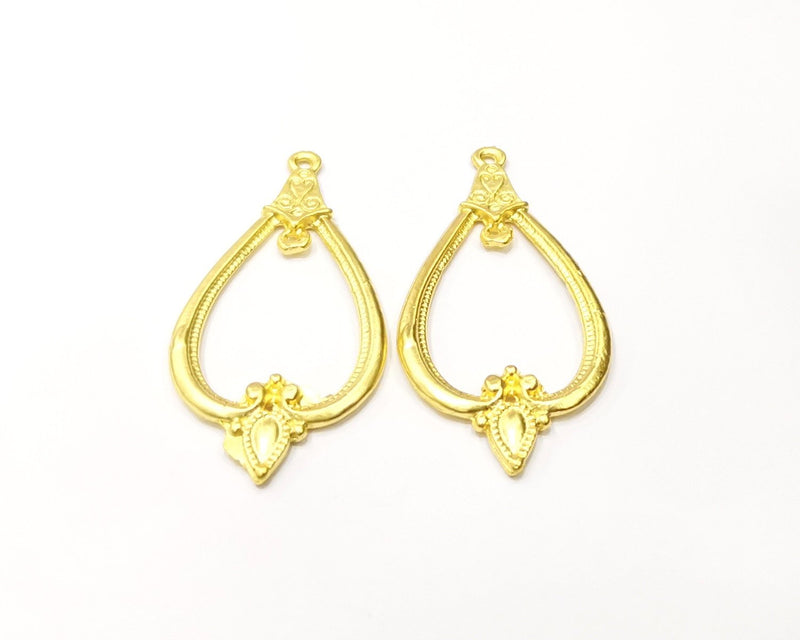 2 Gold Charms Gold Plated Charms  (54x26mm)  G16921