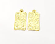 2 Flower Charms Gold Plated Charms  (40x16mm)  G16924