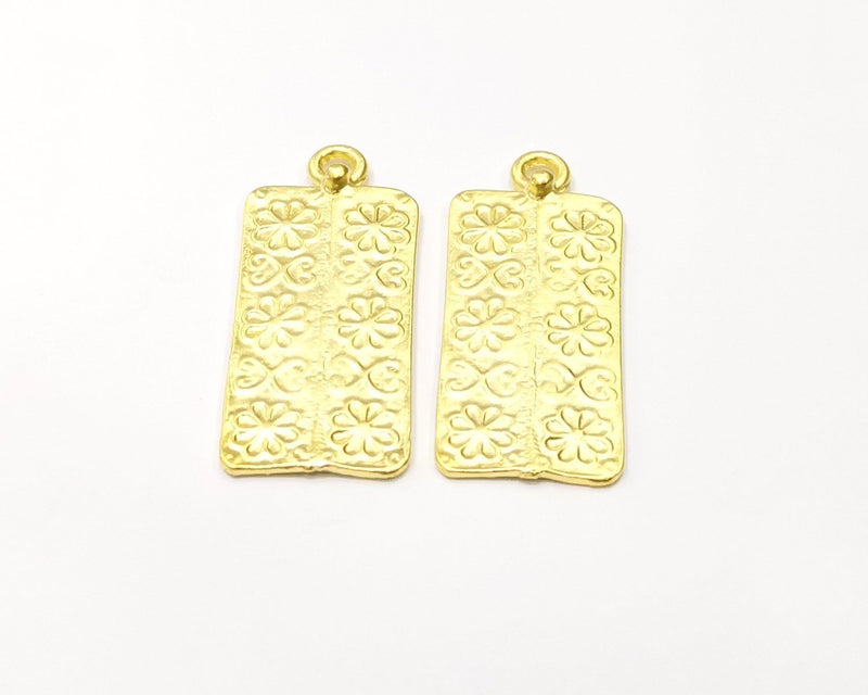 2 Flower Charms Gold Plated Charms  (40x16mm)  G16924