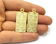 2 Flower Charms Gold Plated Charms  (40x16mm)  G16924