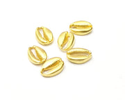 5 Cowrie Shell Charms Gold Charms Gold Plated Shell Charms (14x10mm)  G16926