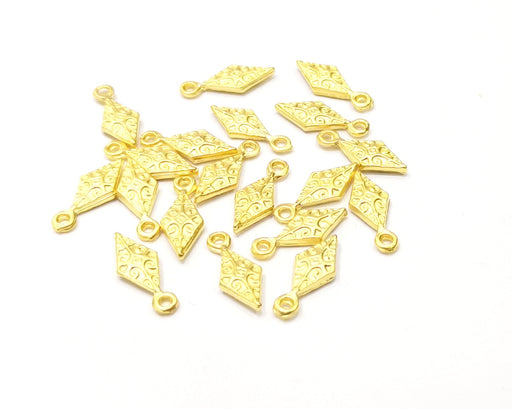 10 Gold Charms Gold Plated Charms  (16x6mm)  G16927