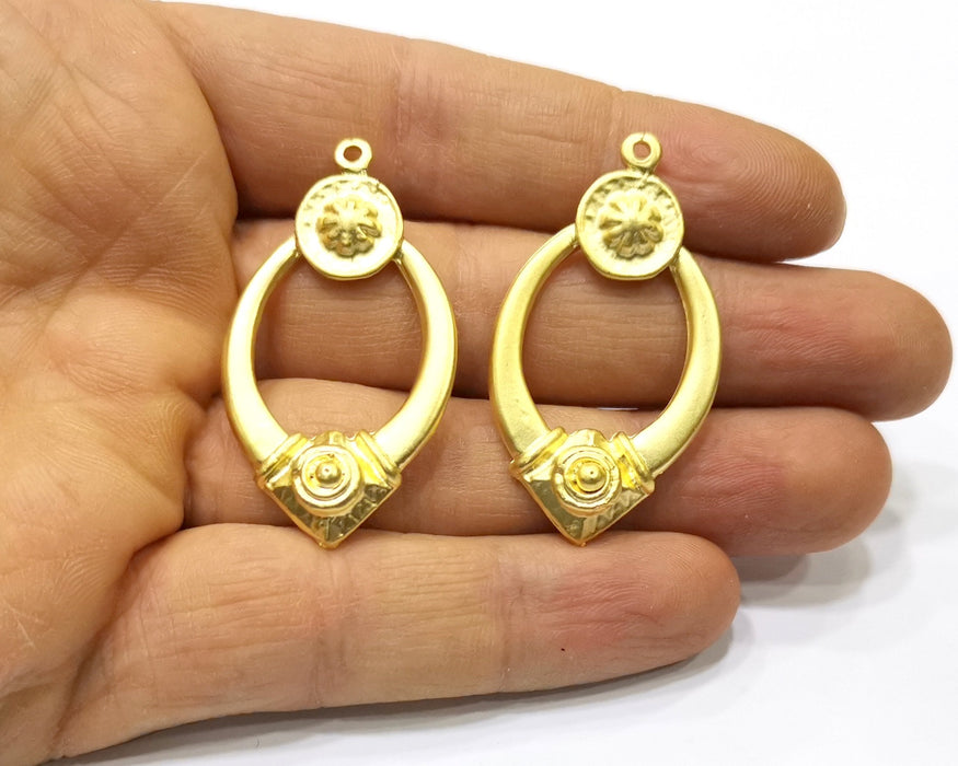 2 Gold Charms Gold Plated Charms  (45x25mm)  G16929