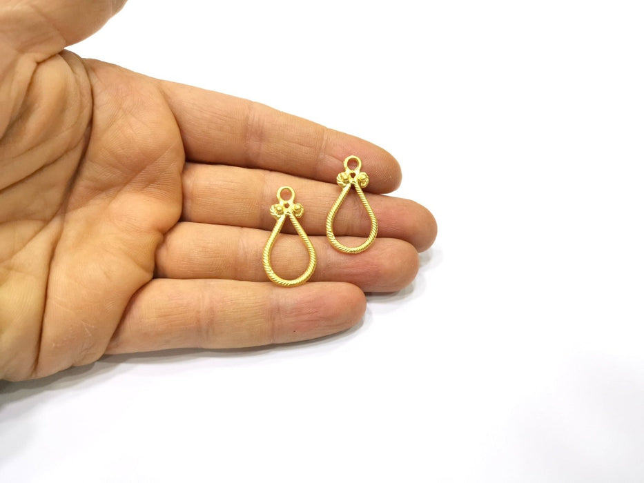 4 Gold Charms Gold Plated Charms  (30x15mm)  G16930