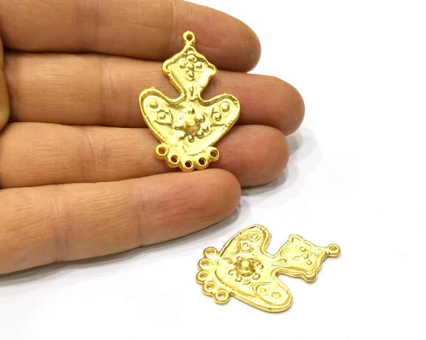 2 Gold Charms Connector Gold Plated Charms  (37x26mm)  G16932