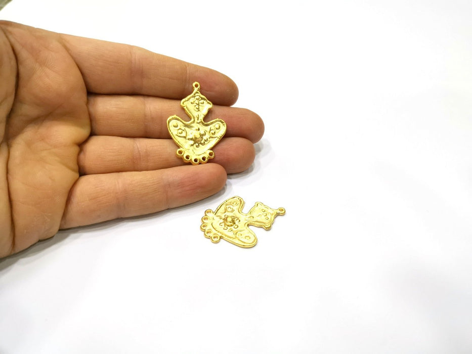 2 Gold Charms Connector Gold Plated Charms  (37x26mm)  G16932