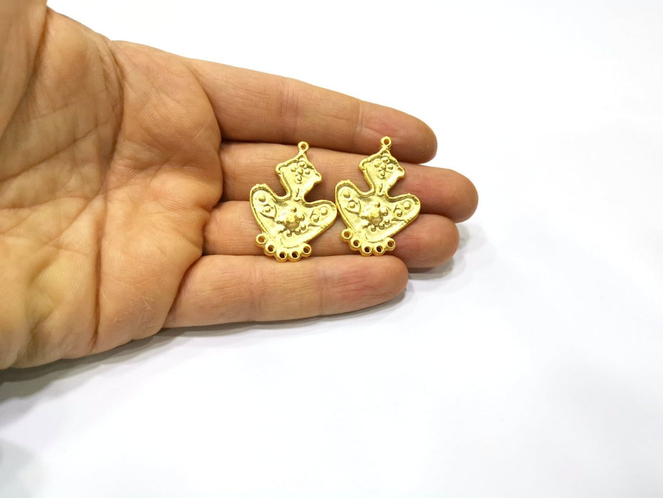 2 Gold Charms Connector Gold Plated Charms  (37x26mm)  G16932