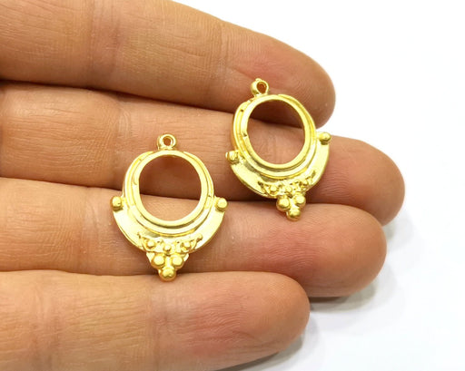 4 Gold Charms Gold Plated Charms  (26x20mm)  G16933