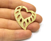 2 Heart Charms Gold Plated Charms  (41x38mm)  G16935