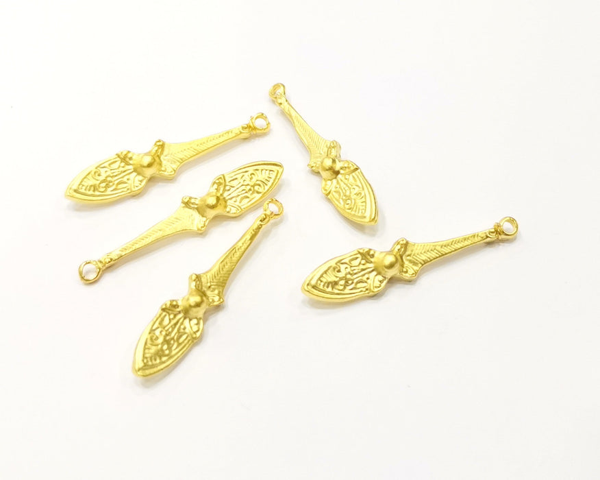 4 Gold Charms Gold Plated Charms  (36x7mm)  G16936