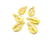 5 Cowrie Shell Charms Gold Charms Gold Plated Shell Charms (18x10mm)  G16938