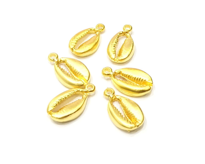 5 Cowrie Shell Charms Gold Charms Gold Plated Shell Charms (18x10mm)  G16938