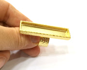 Hammered Ring Blank Setting Cabochon Base inlay Ring Hammered Mounting Adjustable Ring Bezel (50x10mm blank ) Gold Plated Metal G16941