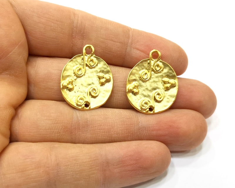 2 Gold Charms Gold Plated Charms  (26x22mm)  G16943