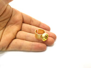 Hammered Ring Blank Setting Cabochon Base inlay Ring Hammered Mounting Adjustable Ring Bezel (12mm blank ) Gold Plated Metal G16948