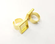 Hammered Ring Blank Setting Cabochon Base inlay Ring Hammered Mounting Adjustable Ring Bezel (16x16mm blank ) Gold Plated Metal G16952