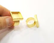 Hammered Ring Blank Setting Cabochon Base inlay Ring Hammered Mounting Adjustable Ring Bezel (16x16mm blank ) Gold Plated Metal G16952