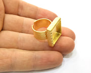 Hammered Ring Blank Setting Cabochon Base inlay Ring Hammered Mounting Adjustable Ring Bezel (16x16mm blank ) Gold Plated Metal G16952