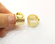 Gold Ring Settings Blank Hammered inlay Ring Mosaic Ring Bezel Base Cabochon Mountings Adjustable (10mm blank ) Gold Plated Brass G16955