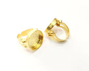 Gold Ring Settings Blank Hammered inlay Ring Mosaic Ring Bezel Base Cabochon Mountings Adjustable (20mm blank ) Gold Plated Brass G16962