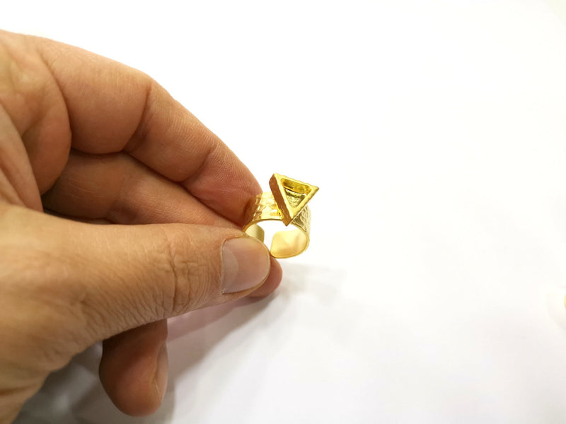 Hammered Ring Blank Setting Cabochon Base inlay Ring Hammered Mounting Adjustable Ring Bezel (10x8mm blank ) Gold Plated Metal G16964