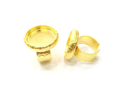 Hammered Ring Blank Setting Cabochon Base inlay Ring Hammered Mounting Adjustable Ring Bezel (19mm blank ) Gold Plated Metal G18567