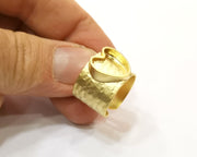 Gold Ring Settings Blank Hammered inlay Ring Mosaic Ring Bezel Base Cabochon Mountings Adjustable (12mm blank ) Gold Plated Brass G16972