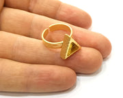 Hammered Ring Blank Setting Cabochon Base inlay Ring Hammered Mounting Adjustable Ring Bezel (9x8mm blank ) Gold Plated Metal G16981