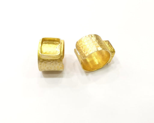 Raw Brass Ring Blank Bezel Settings Cabochon Base Mountings Adjustable Resin Blank  (10x10mm blank ) G16982