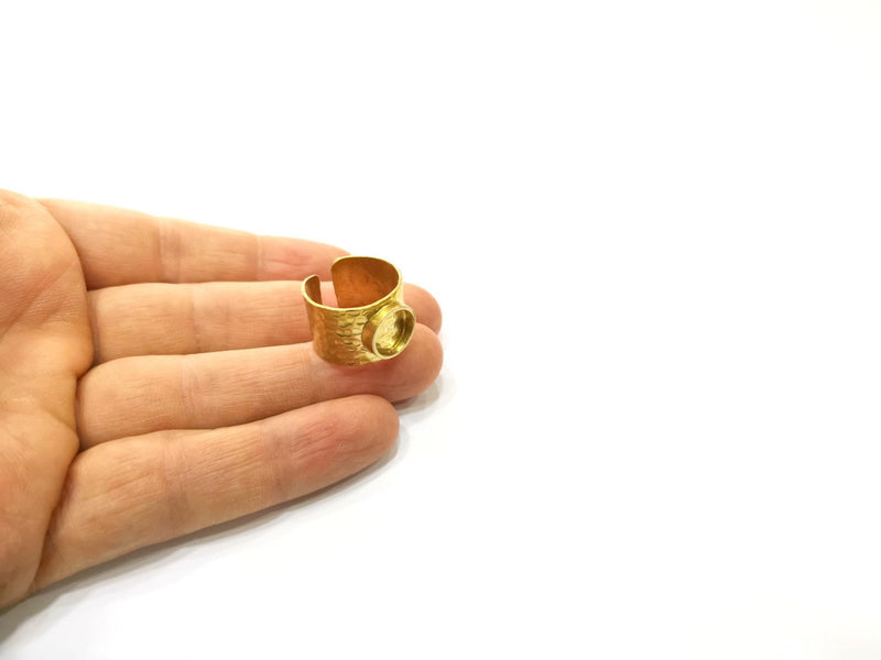 Raw Brass Ring Blank Bezel Settings Cabochon Base Mountings Adjustable Resin Blank  (10mm blank ) G16983