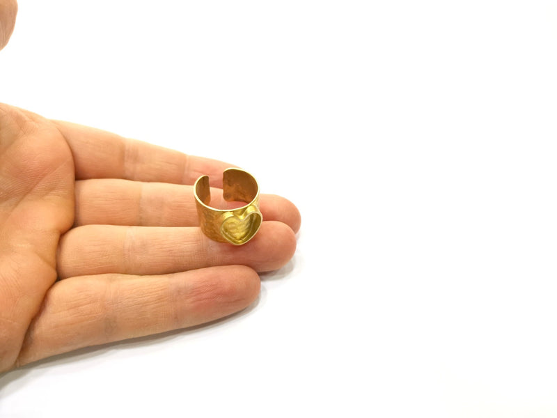 Raw Brass Ring Blank Bezel Settings Cabochon Base Mountings Adjustable Resin Blank  (12mm blank ) G16984
