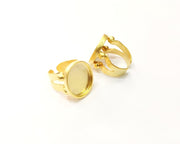 Gold Ring Settings Blank Hammered inlay Ring Mosaic Ring Bezel Base Cabochon Mountings Adjustable (19x16mm blank ) Gold Plated Brass G16986