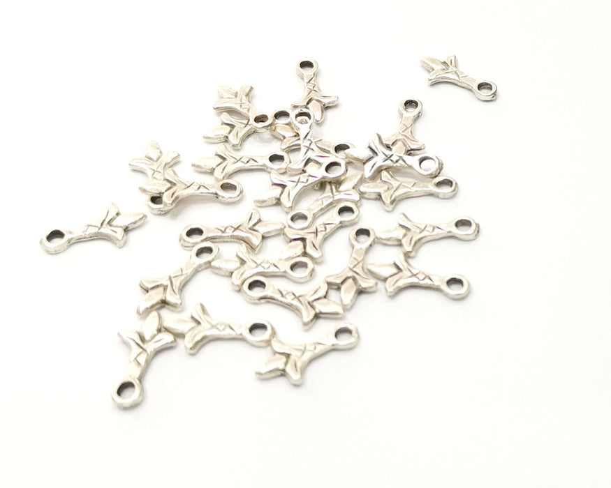 100 Silver Charms Antique Silver Plated Charms (15x8mm)  G16625