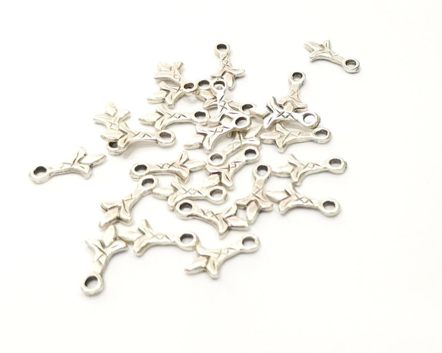 20 Silver Charms Antique Silver Plated Charms (15x8mm)  G16625