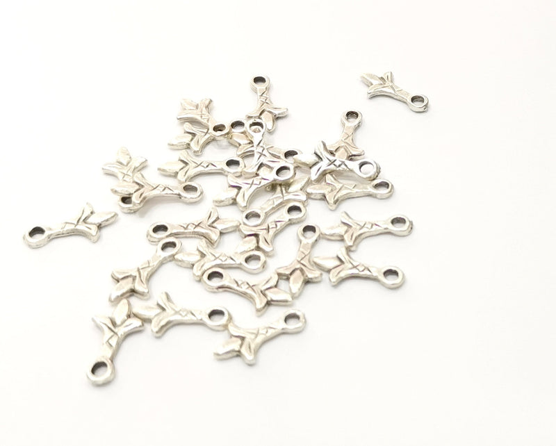 100 Silver Charms Antique Silver Plated Charms (15x8mm)  G16625