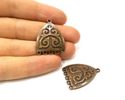 2 Copper Charm Connector Antique Copper Charm (32x25mm) G16999