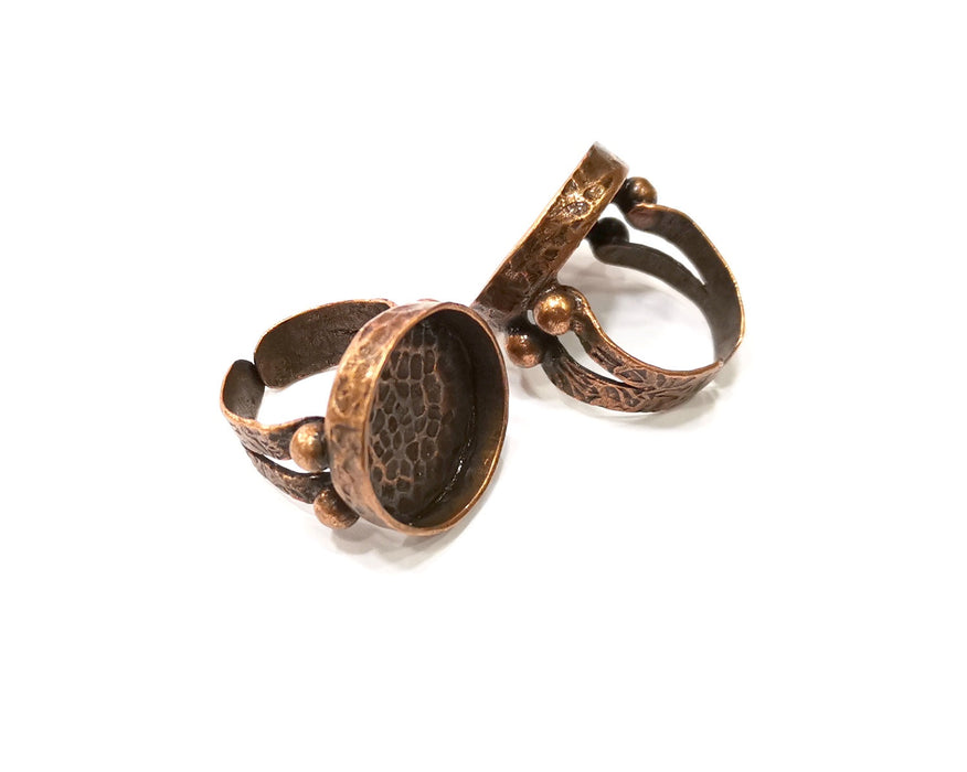 Copper Ring Settings inlay Ring Blank Mosaic Ring Bezel Base Cabochon Mountings (20 mm blank) Antique Copper Plated Brass  G17021