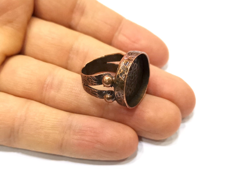 Copper Ring Settings inlay Ring Blank Mosaic Ring Bezel Base Cabochon Mountings (20 mm blank) Antique Copper Plated Brass  G17021