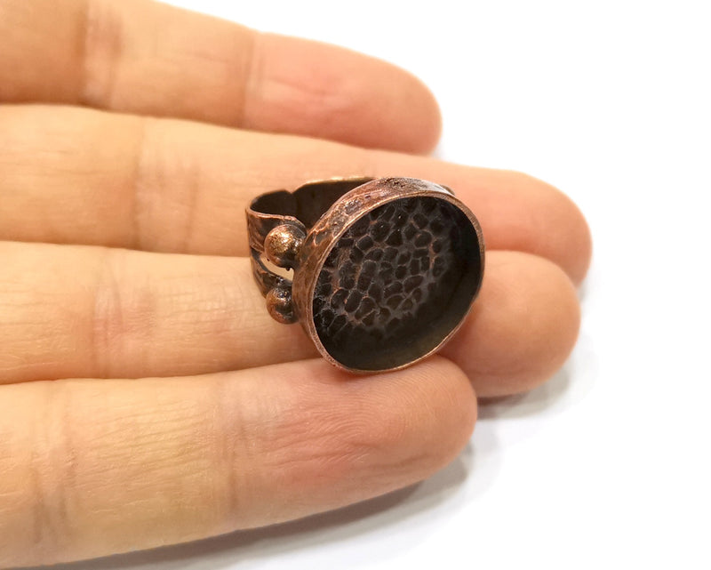 Copper Ring Settings inlay Ring Blank Mosaic Ring Bezel Base Cabochon Mountings (20 mm blank) Antique Copper Plated Brass  G17021