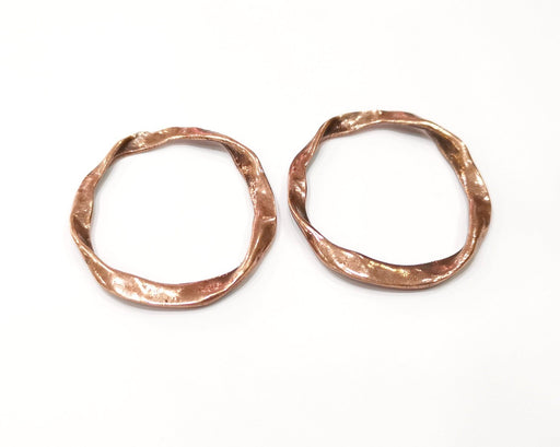2 Circle Connector Copper Circle Antique Copper Plated Metal (50x44mm) G17022