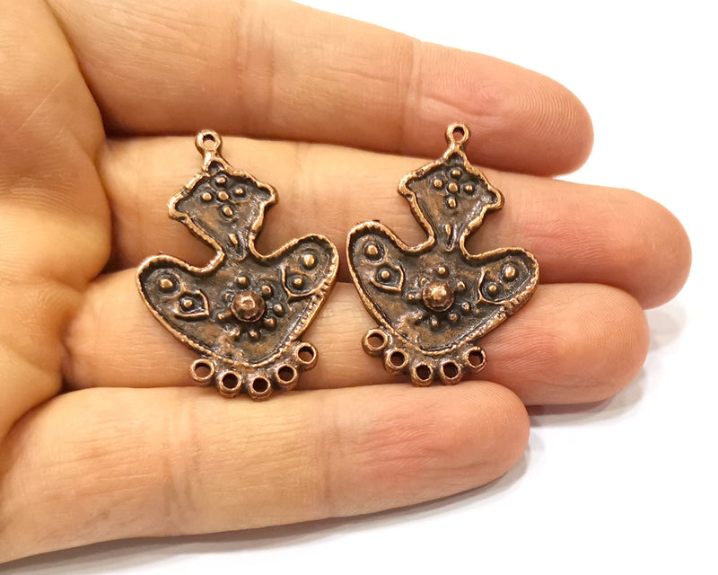 2 Copper Charm Connector Antique Copper Charm (37x26mm) G17024