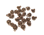 10 Rose Charm Antique Copper Plated Charms Double sided (11x9mm) G17036