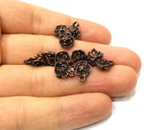 10 Rose Charm Antique Copper Plated Charms Double sided (11x9mm) G17036