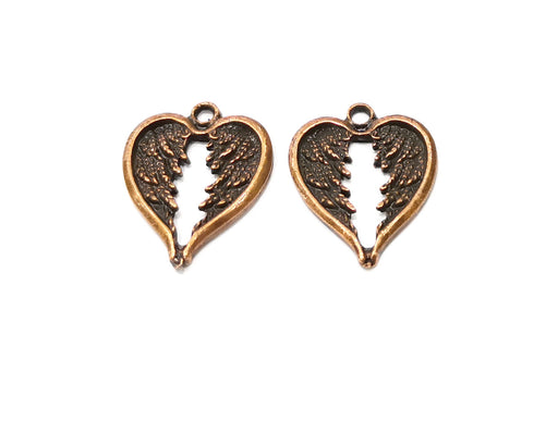 4 Heart Charms Antique Copper Plated Charms (28x22mm) G17042
